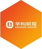 橙色背景华构房屋logo